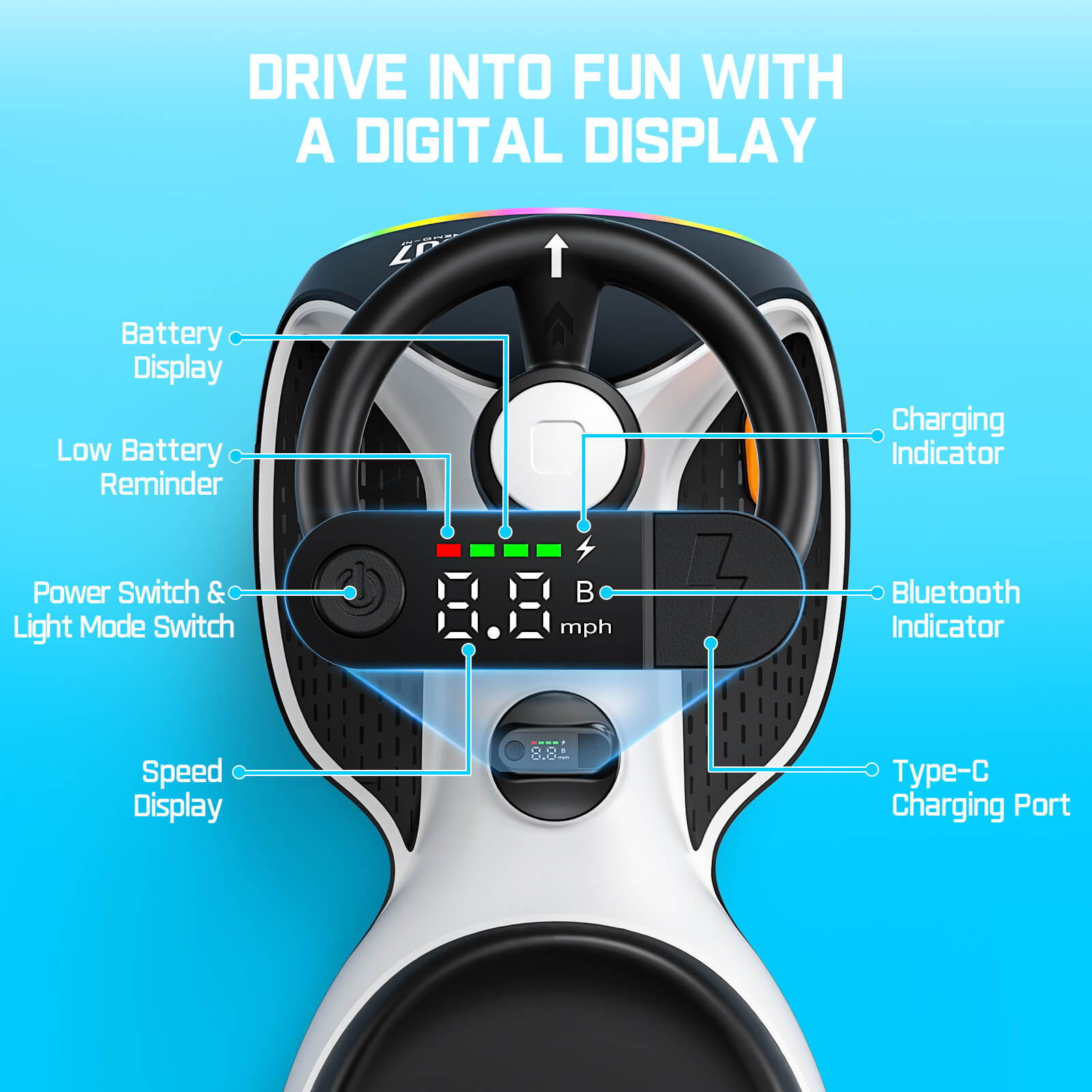 FanttikRide N7 Ultra 12V Electric Wiggle Car with Pedal