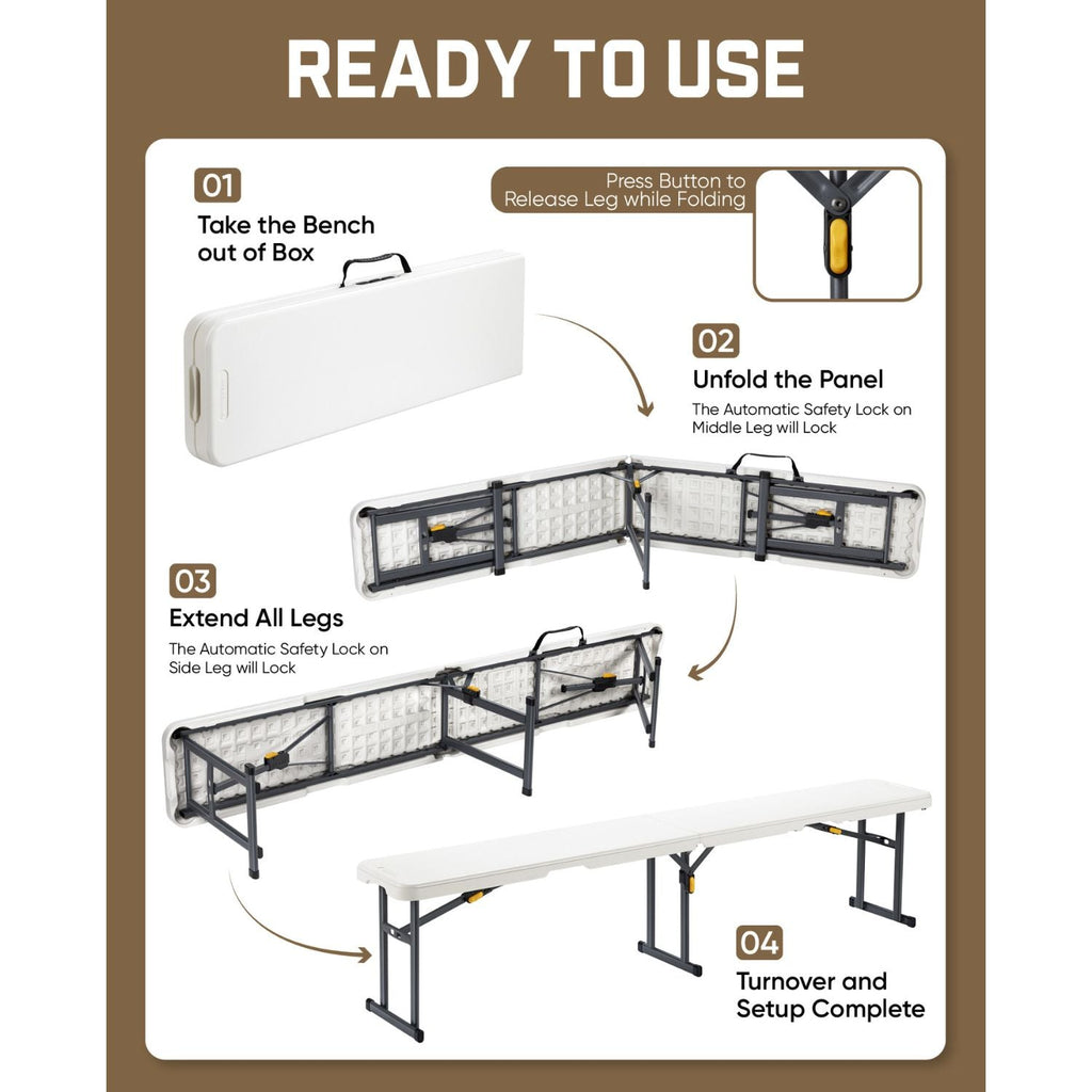 FanttikOutdoor Zeta I6 Pro 6ft Folding Table (2-Pack)
