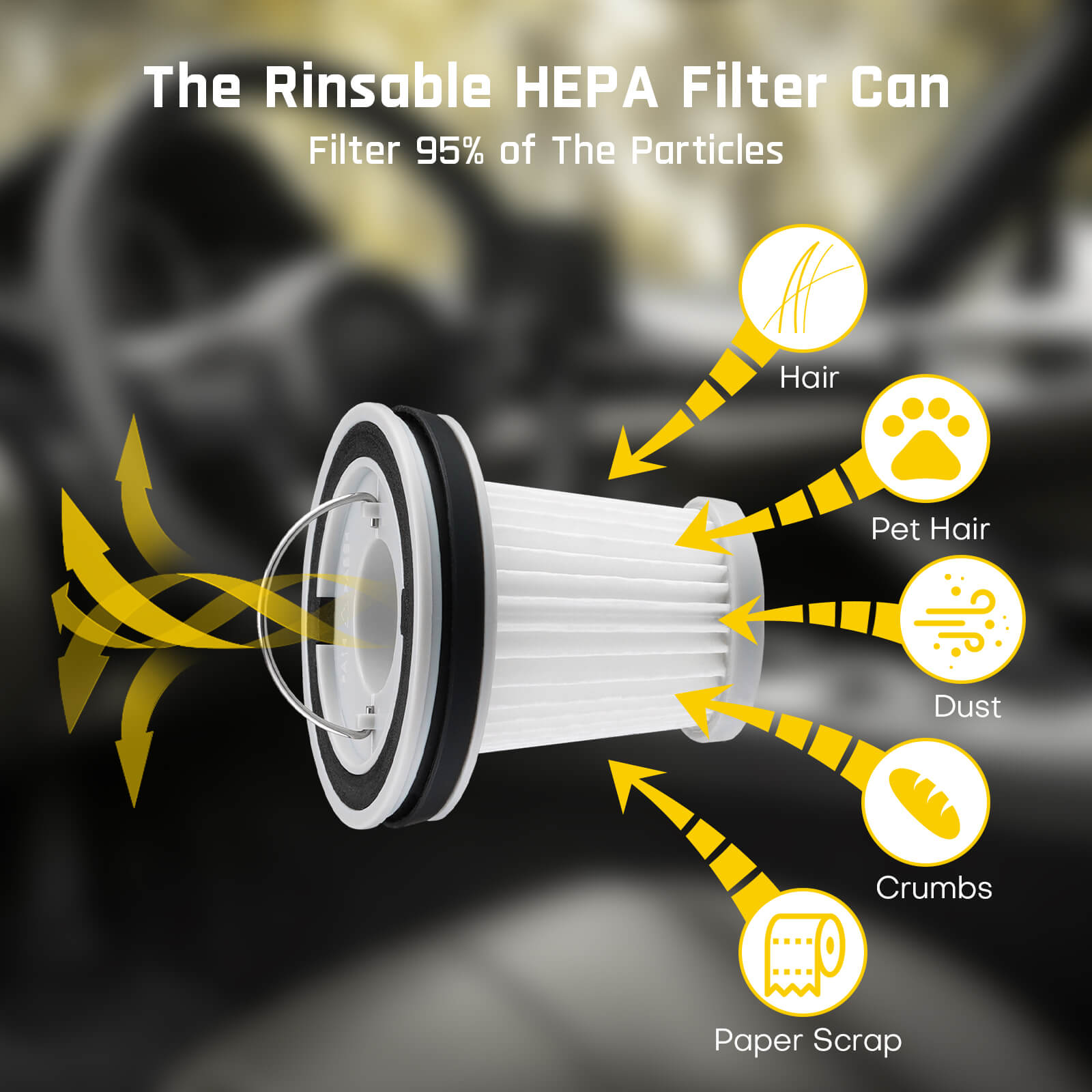 Fanttik 2-Pack Replacement HEPA Filter for V8 Mate/X10 Mix Car Vacuum