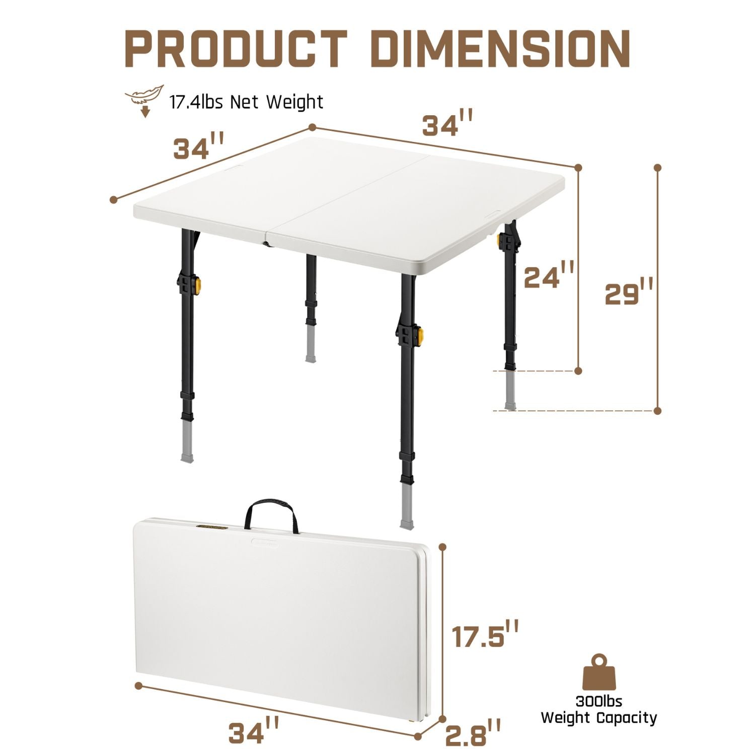 FanttikOutdoor Zeta S4 Pro 34" Square Folding Table