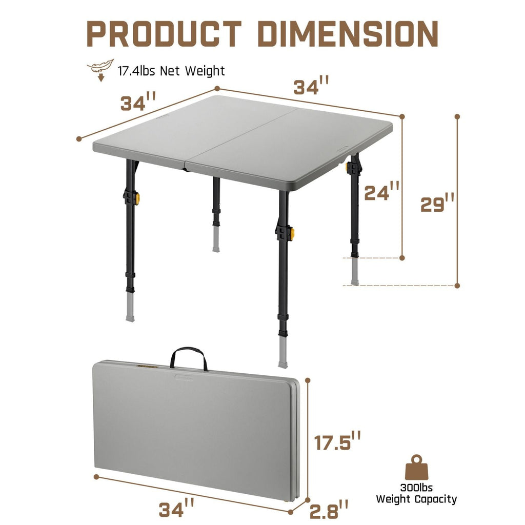 FanttikOutdoor Zeta S4 Pro 34" Square Folding Table