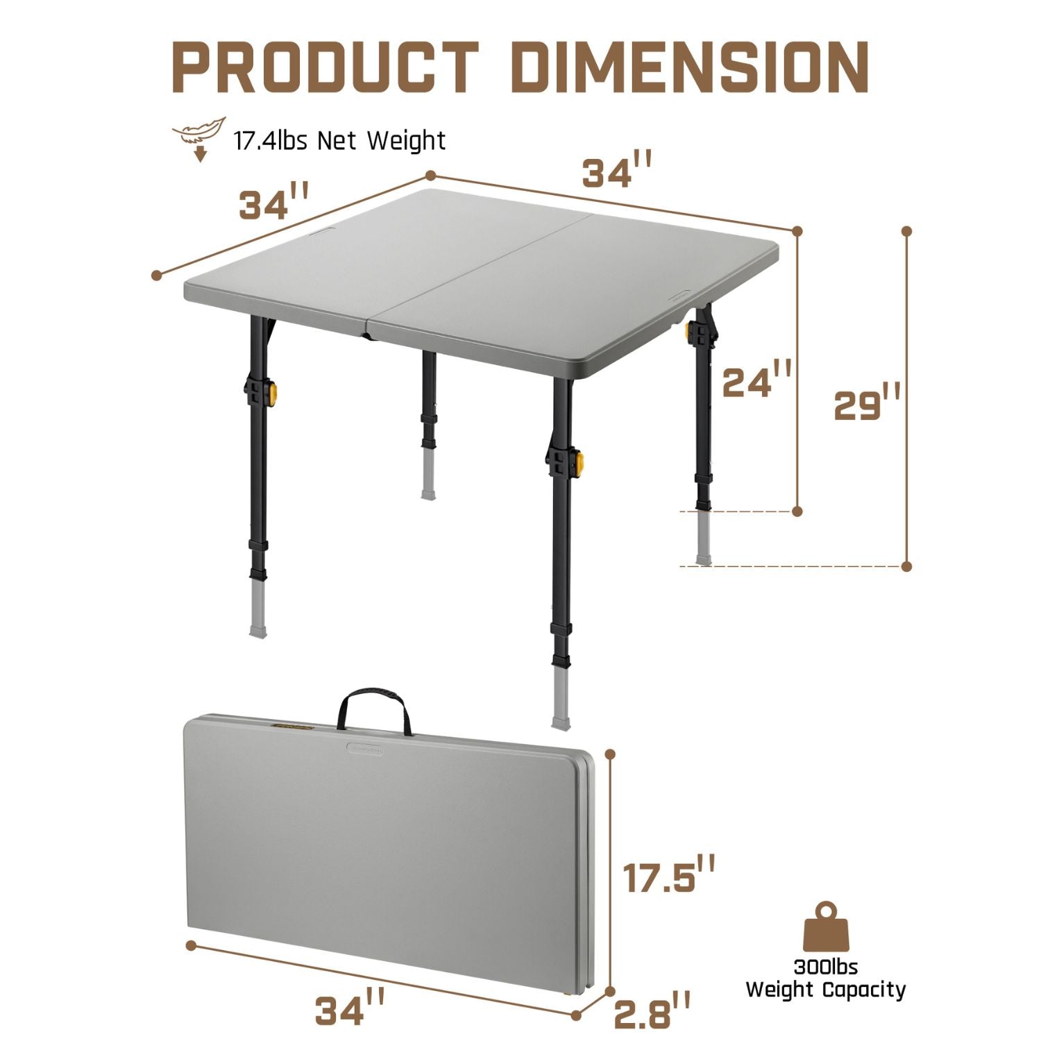 FanttikOutdoor Zeta S4 Pro 34" Square Folding Table