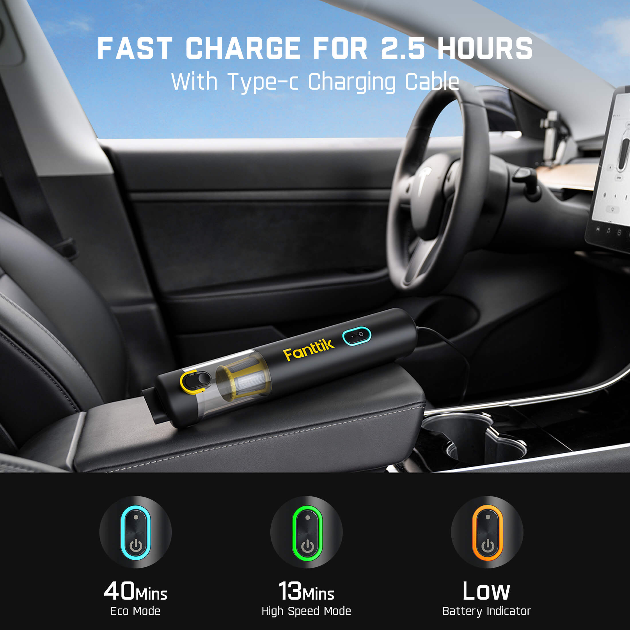Fanttik Slim V8 Pro 120W Cordless Car Vacuum