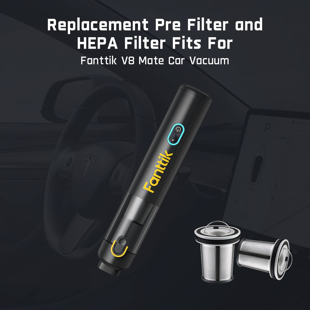 Fanttik 2-Pack Replacement Pre Filter and HEPA Filter for V8 Mate Car Vacuum
