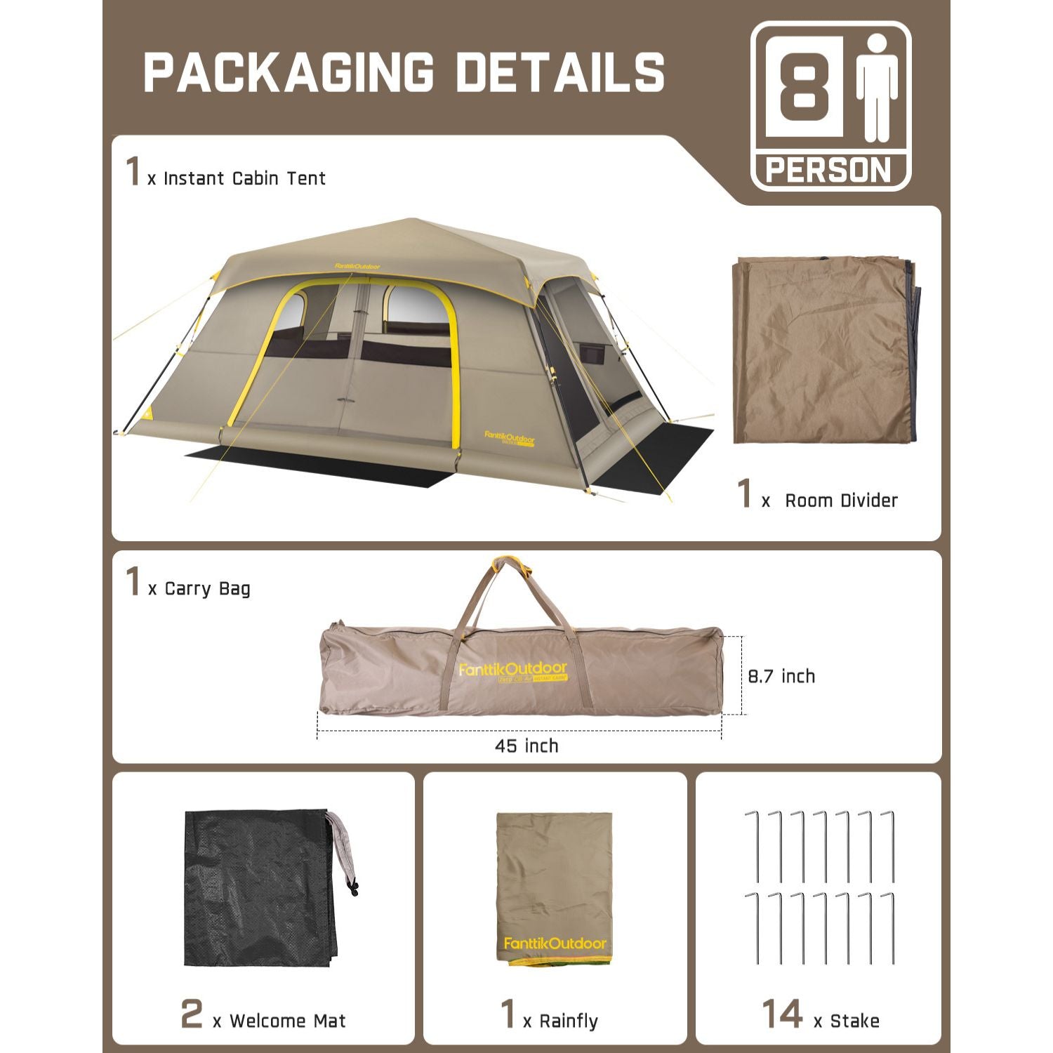 FanttikOutdoor Zeta C8 Air 8 Person Camping Tent