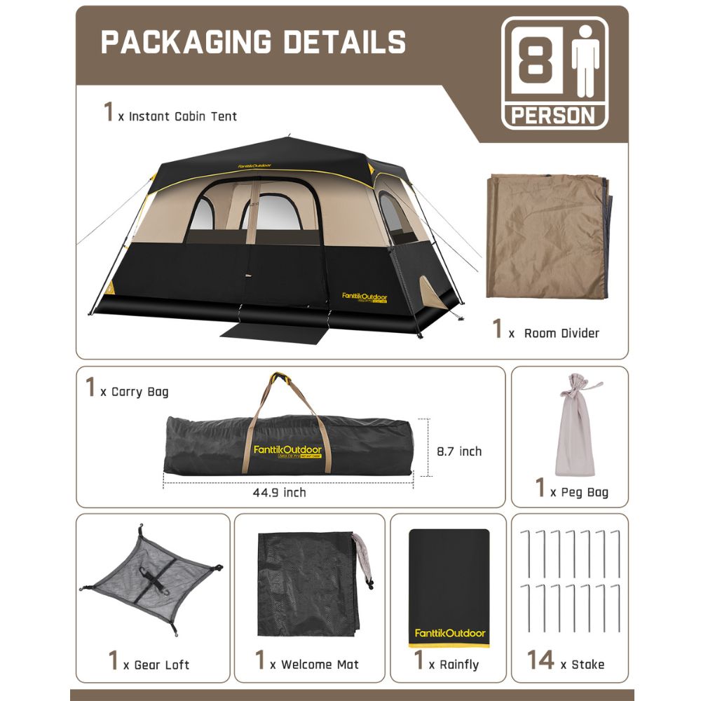 FanttikOutdoor Zeta C8 Pro 8 Person Camping Tent