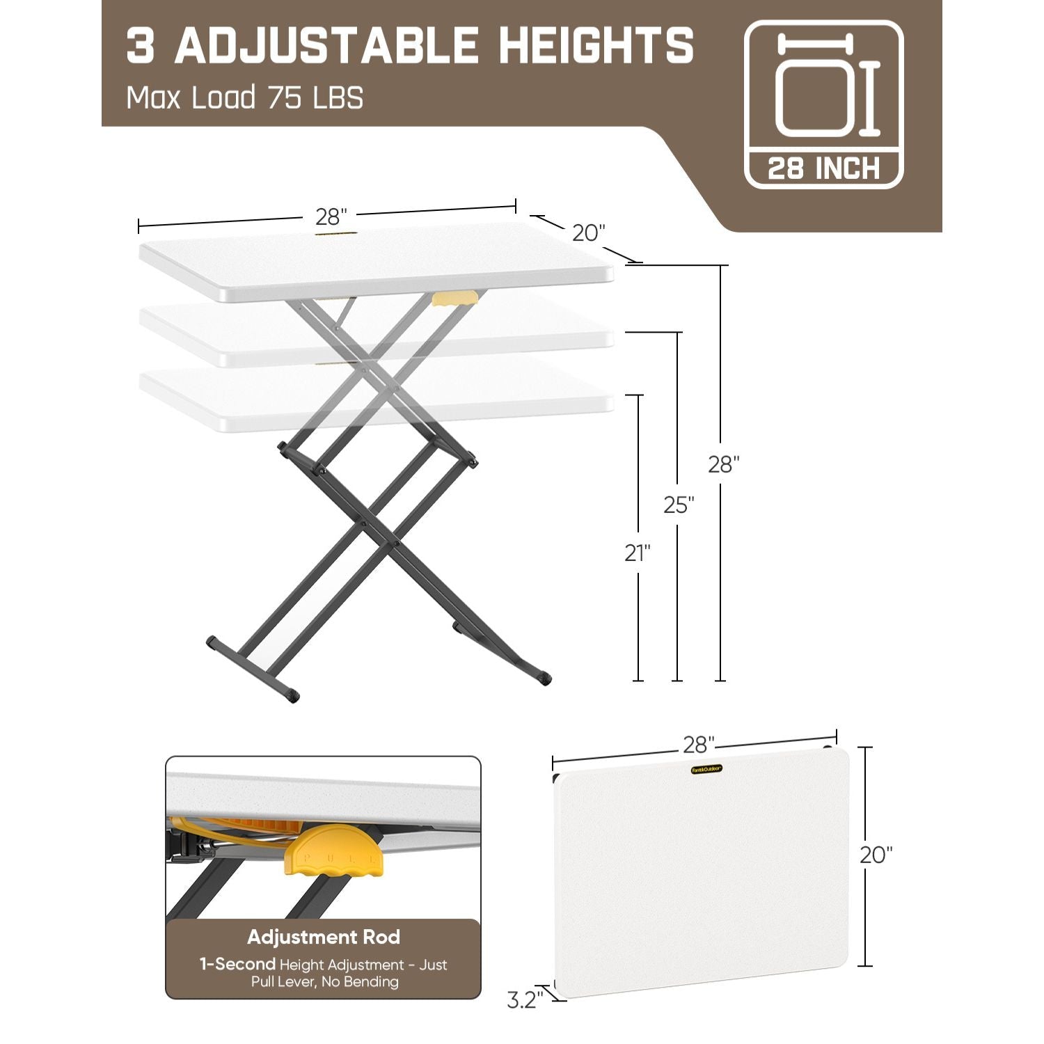 FanttikOutdoor Zeta X1 Apex 28" Folding Table