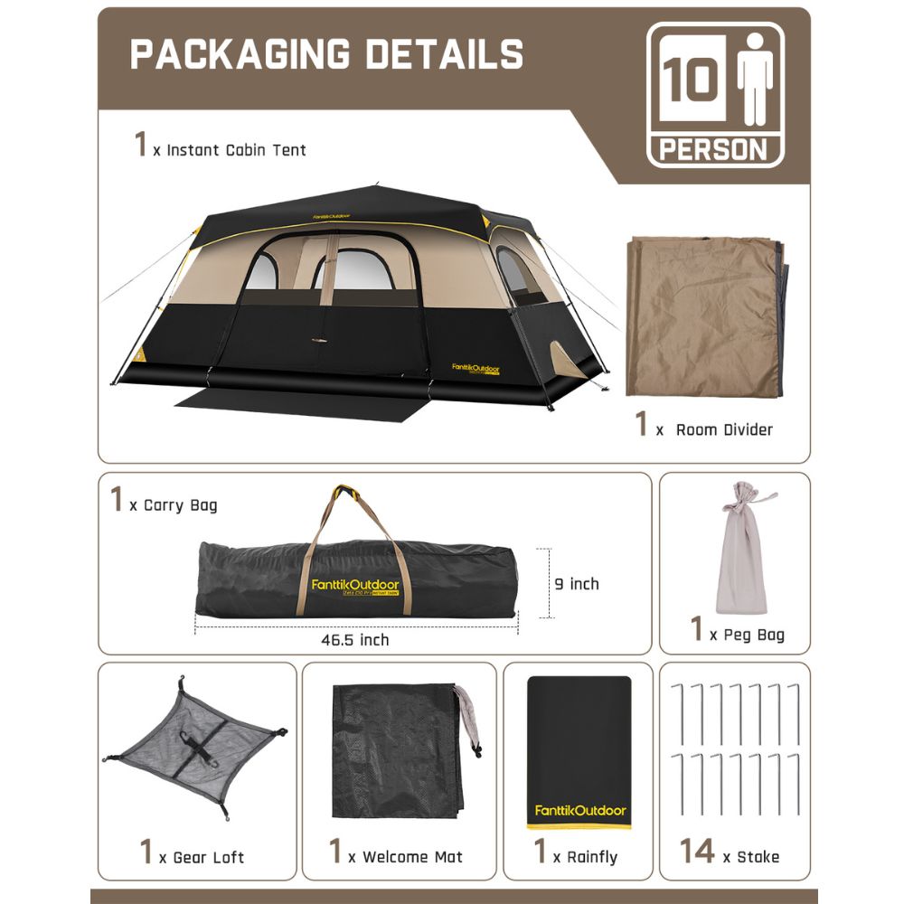 FanttikOutdoor Zeta C10 Pro 10 Person Camping Tent