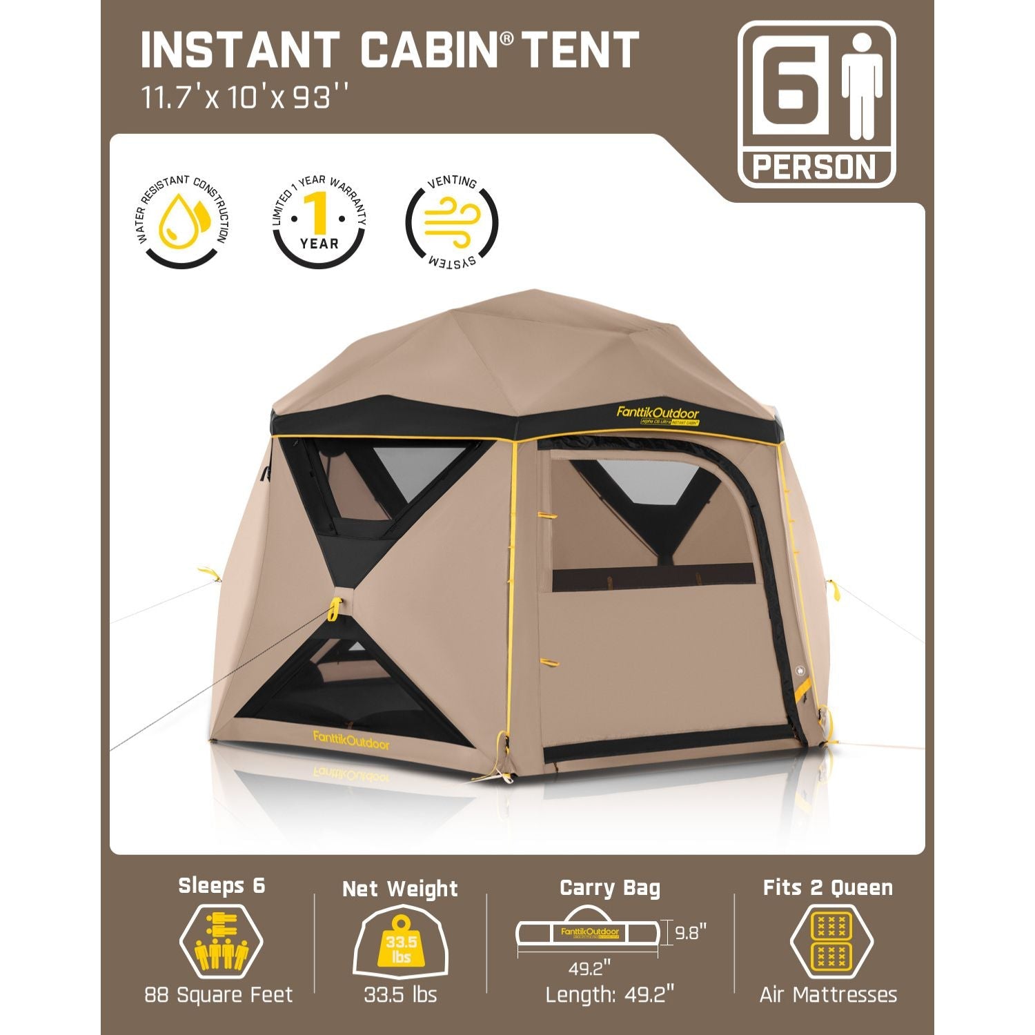 FanttikOutdoor Alpha C6 Ultra Instant Cabin Tent
