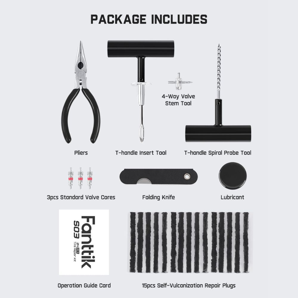 Fanttik Tire Repair Kit-24pcs Universal Tire Repair Tools