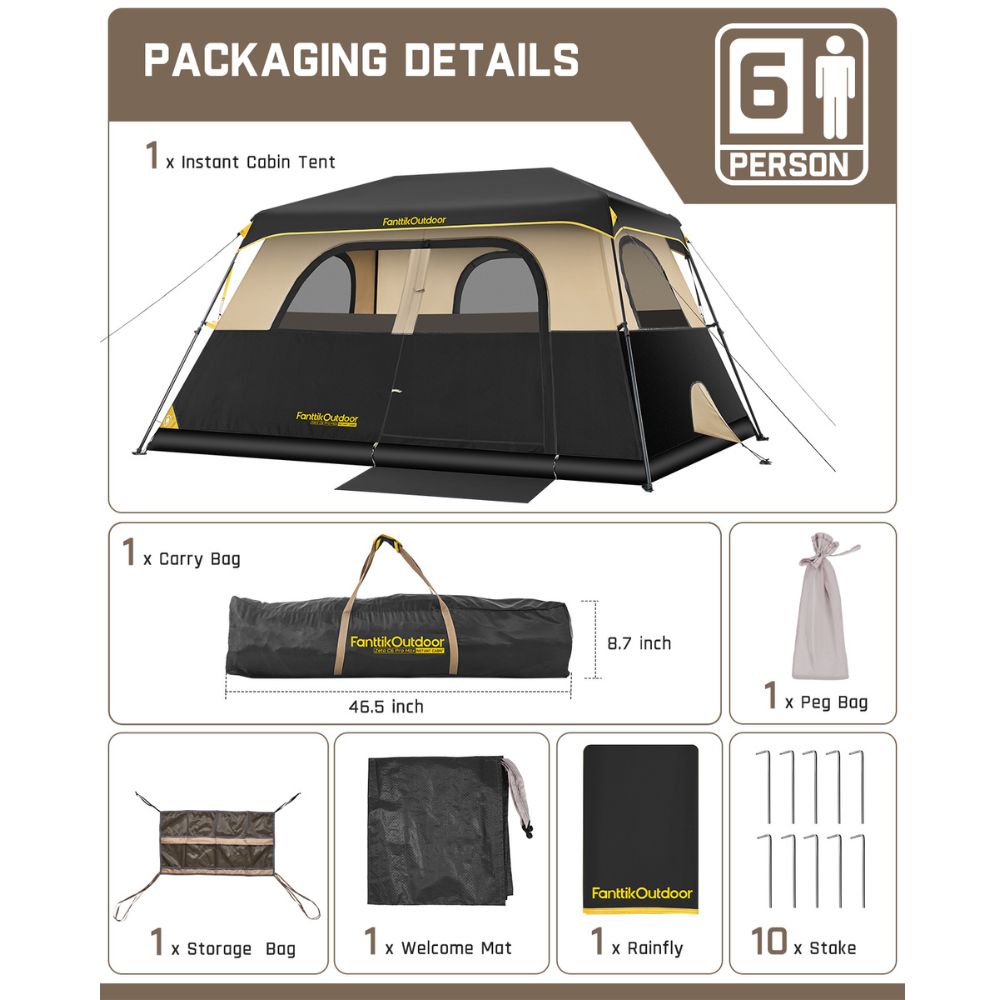 FanttikOutdoor Zeta C6 Pro Max 6 Person Camping Tent