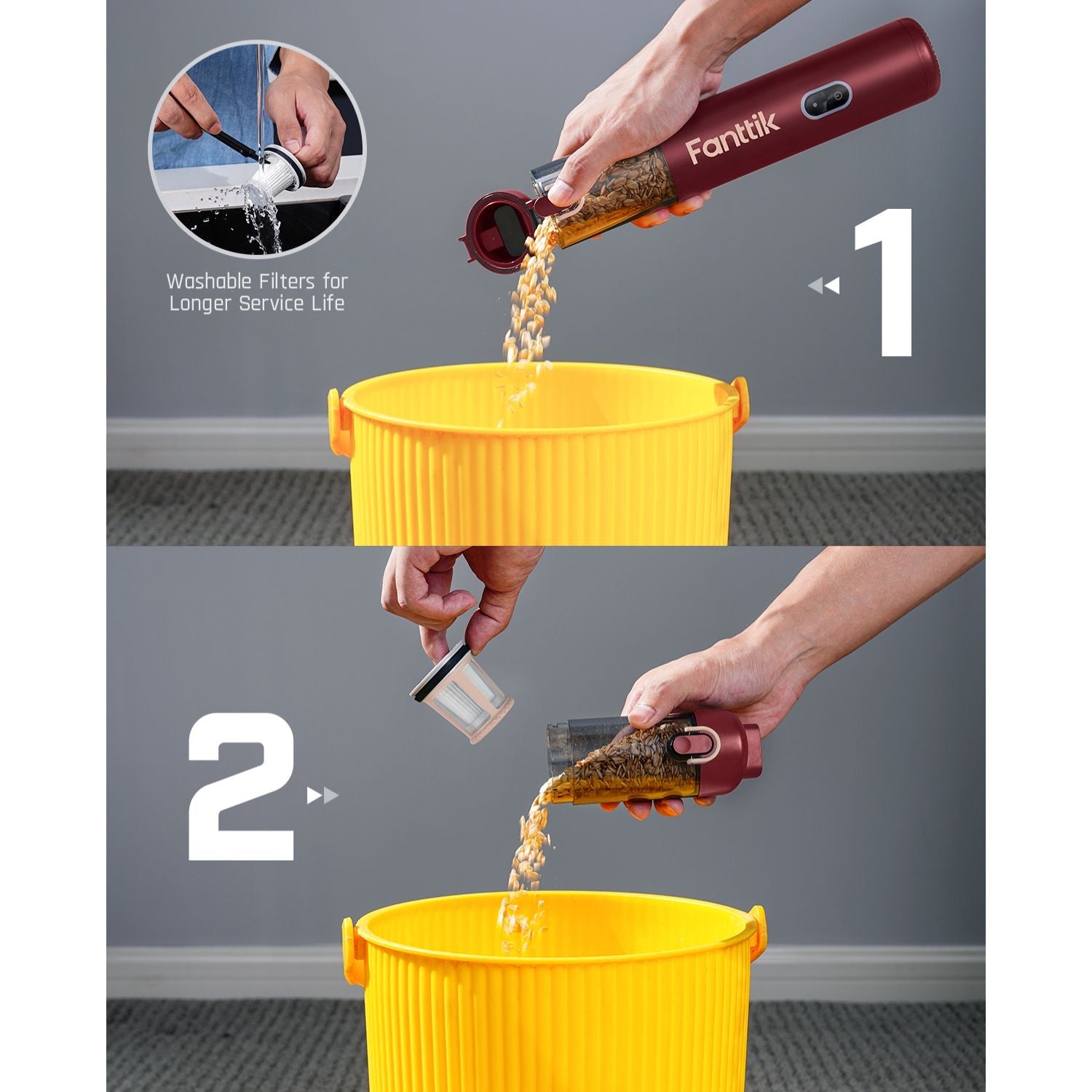 Fanttik Slim V8 Apex Car Vacuum RobustClean® Red