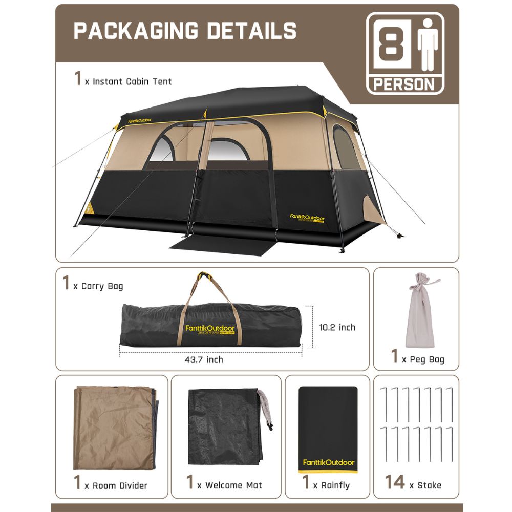 FanttikOutdoor Zeta C8 Pro Max 8 Person Camping Tent