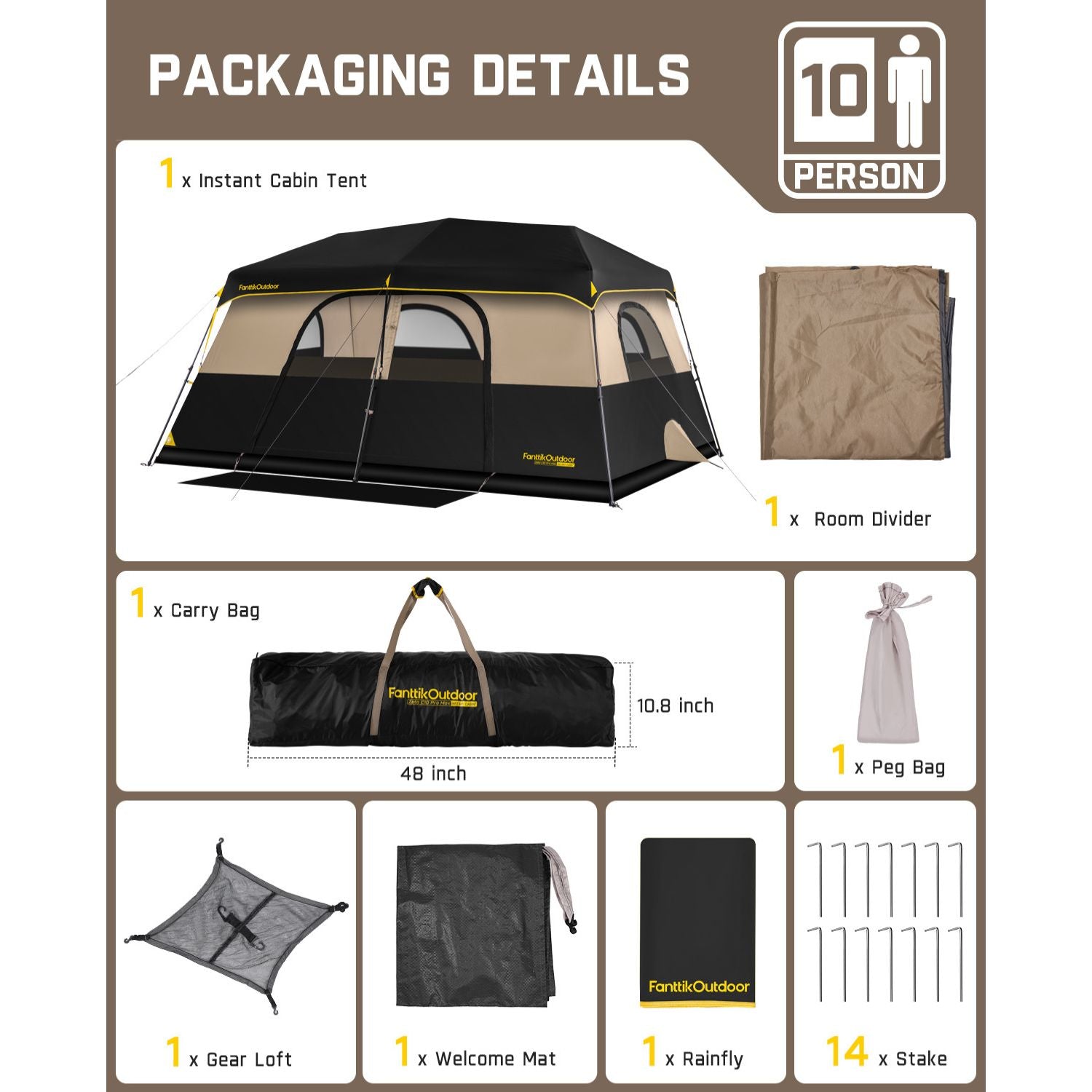 FanttikOutdoor Zeta C10 Pro Max 10 Person Camping Tent