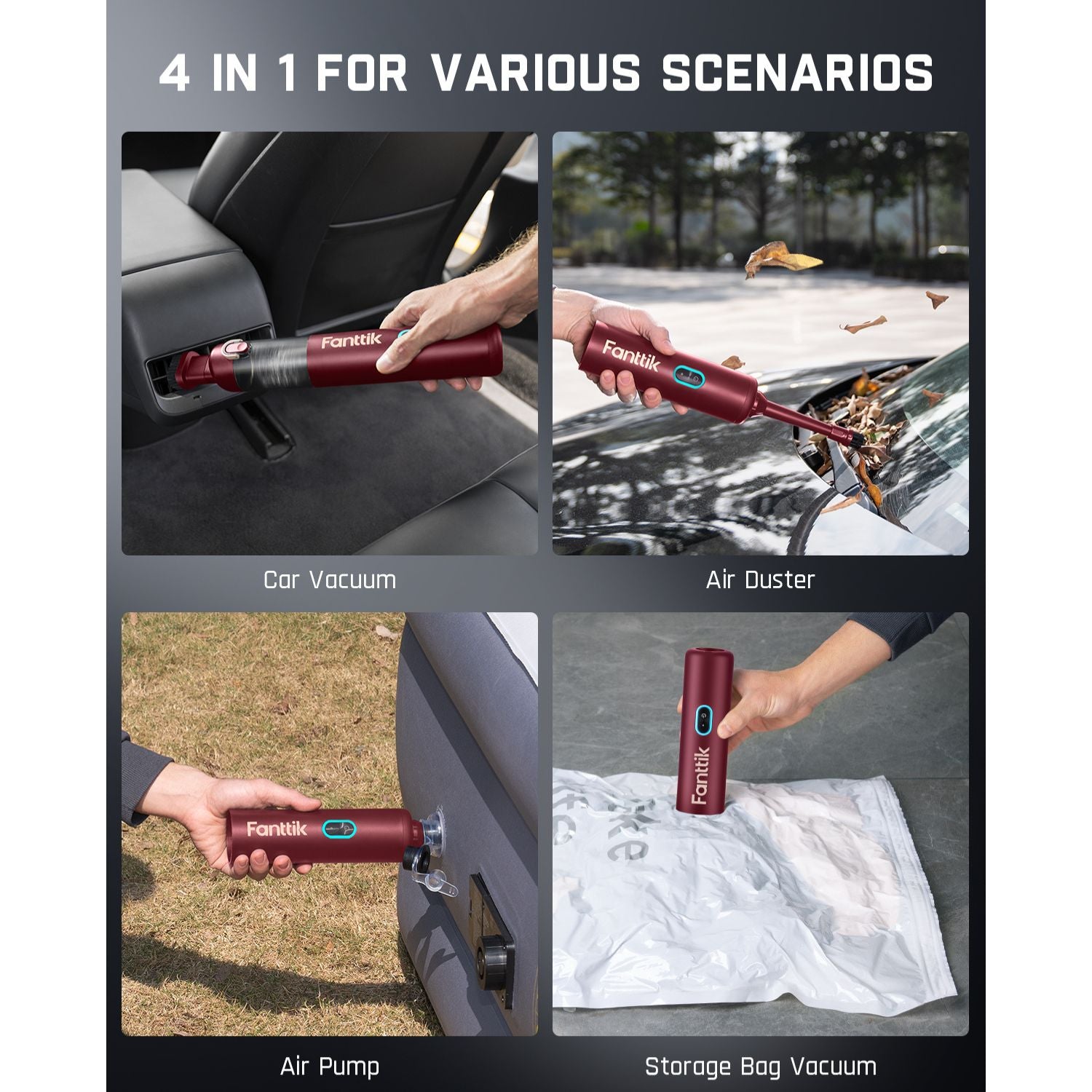 Fanttik Slim V8 Apex Car Vacuum RobustClean® Red